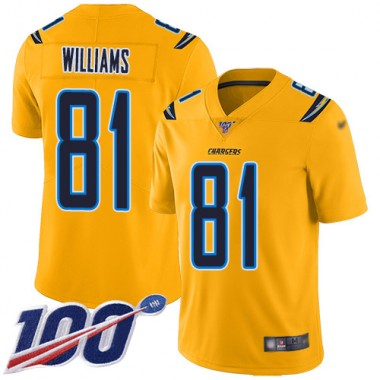 Los Angeles Chargers NFL Football Mike Williams Gold Jersey Youth Limited #81 100th Season Inverted Legend->los angeles chargers->NFL Jersey